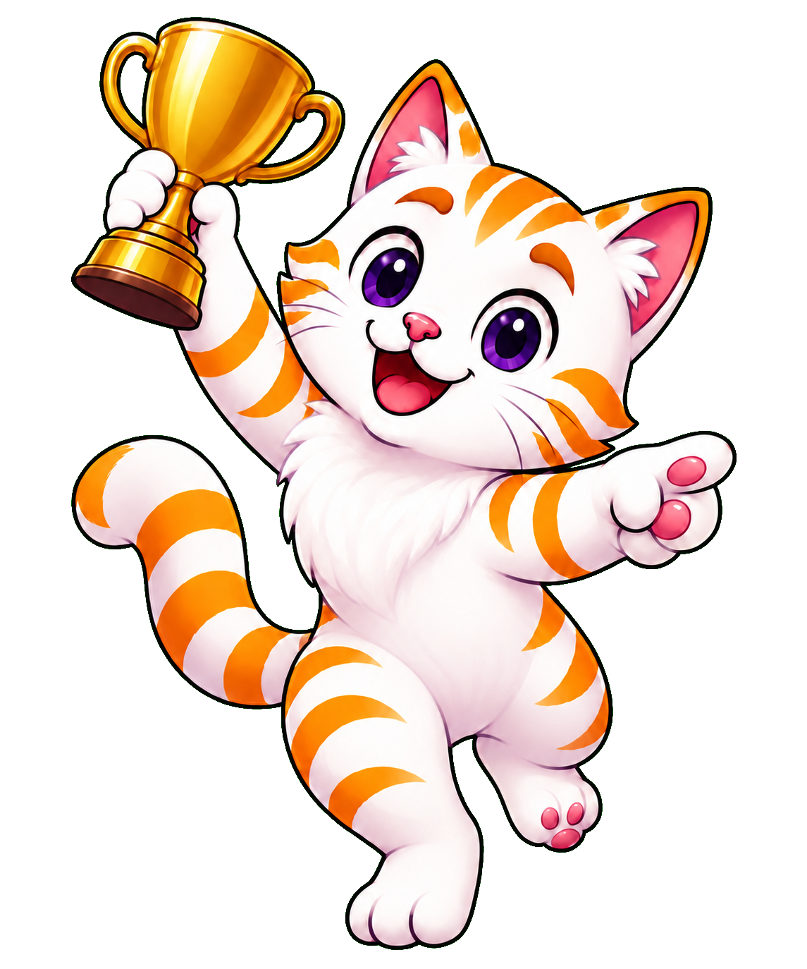 Nouvelle mascotte MasterQuiz en pose de champion